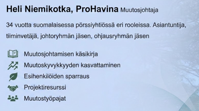 Heli Niemikotka, ProHavina, muutosjohtaja - esittelykuva